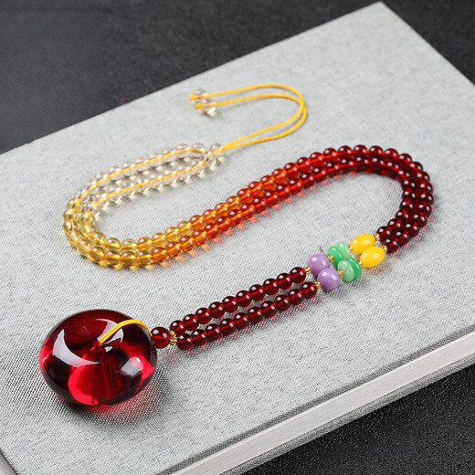 Pupan Lao Phoenix Natural Myanmar 5A Blood Amber Peace Buckle Pendant Necklace Raw Baltic Amber Pendant for Men and Women Blood Amber Peace Buckle Small Rope 0 Carat Style with Certificate