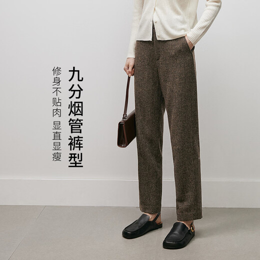 Mai Meng MM Mai Meng 23rd autumn and winter retro lapel collar H-shaped woolen suit jacket/pants for women 5EA211951 floral coffee bottoms 5EA253121 M