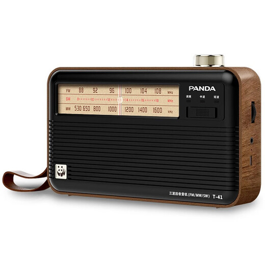 Panda (PANDA) T-41 nostalgic retro full-band radio lithium battery three-band large speaker wood grain old man semiconductor