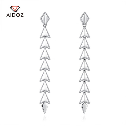 Aido Diamond PT950 platinum earrings for women, fashionable platinum earrings, versatile temperament, long tassel triangle earrings, weight 6.1-6.3 grams + delivery certificate