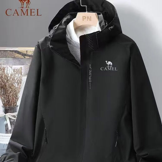 骆驼品牌2024春秋男女户外登山防风防水三合一冲锋衣内胆抓绒保暖登山 6626-幻影黑[男女单衣外套] L [推荐95-115斤]