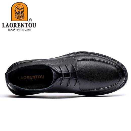 Old Man's Head (Laorentou) Zapatos de cuero casual de negocios para hombres para hombres y otoño Autumnable Desgaste Resistente Cabeza de cuero zapatos formales zapatos de boda zapatos de papá LA13067 Negro 44