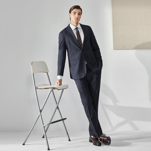 By Creations VBC Bopin unstructured pure wool suit suit men's business professional formal groom wedding suit navy blue 44 (165/84A)