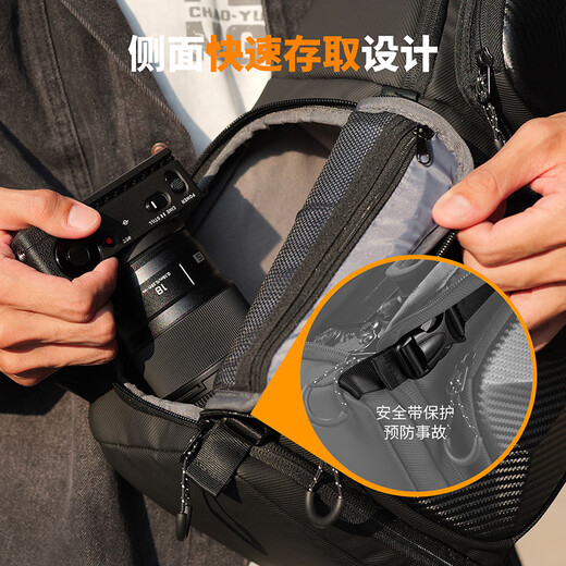 Zhuoer Hard Shell丨New Product Camera Bag Shoulder Crossbody Bag Micro SLR Photography Bag One Machine and Two Lenses Professional Portable Large Capacity Crossbody Photography Shoulder Bag Knight Black