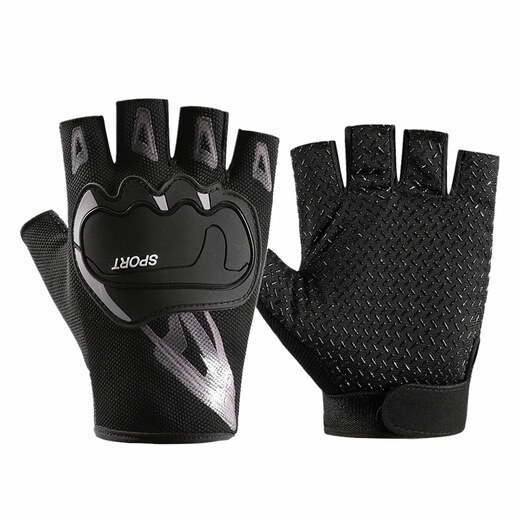 Feilan Nulun Guantes de cabeceo de la mitad de los dedos Primavera y verano delgada transpirable Anti-Slip Anti-Fall Motorcycle Driver Guantes de dedo giros grises de la mitad de los dedos