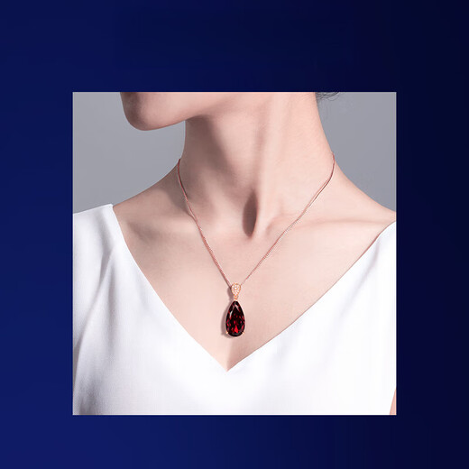 Junpo DR-MEILIA 18K rose gold necklace women's pigeon blood ruby garnet pendant clavicle chain luxury jewelry 12 carat 18K gold garnet pendant