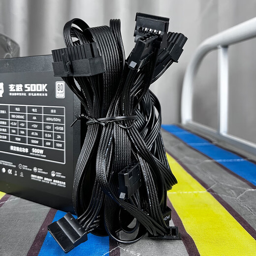 驿晨宇玄武500Kill额定500W峰值700W DC-DC超核负载电源 80PLUS白牌认证尘雨diy坦克刺客台式机电脑电源 玄武500K黑色【白牌峰值700W】带AC线