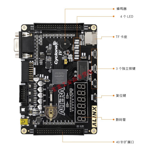 
FPGA Development Board Black Gold ALINX Altera Intel Cyclone IV EP4CE6 Introduction Learning Peak AX4010 AN9767 Set