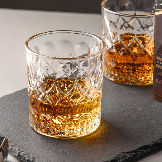 CLITON glass whiskey glass thickened retro European ice flower spirit glass foreign wine glass water glass glass 2 pieces