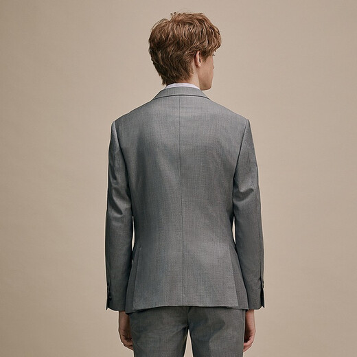 Guillaume de Mons Australian wool suit complete set of men's business professional attire groom wedding dress casual formal men's suit gray top + trousers + vest 46 Please note the trousers size