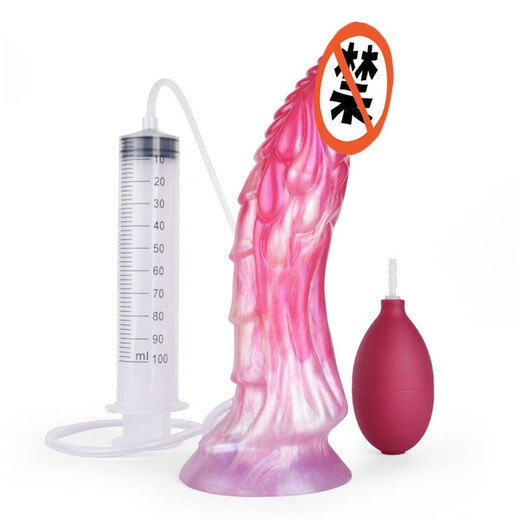 INS manuel compresser et pulvérisation d'eau pulvérisation animal fantaisie petit loup chien simulé pénis et anus féminin branche des pièces intimes et un nettoyage spécial N5009 Hellfire Color + Syringe