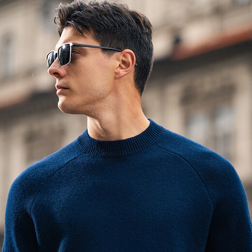 Mr. Bu Thick Sweater Dry Cleaning 2025 Spring and Autumn Half Turtle Neck Long Sleeve Wool Sweater BT15511 Business Edition Deep Ocean Blue 2XL /185