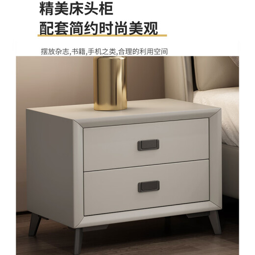 
Azusa House Bed Double Bed 1.8m 2m Simple Master Bed Large Bed Solid Wood Storage Bed Household Bed Leather Bed 7029#