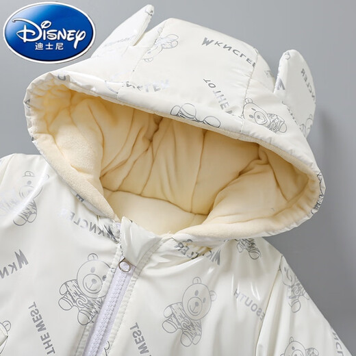 Disney baby winter new children's two-piece down jacket girls winter clothing cartoon baby plus velvet thick warm jacket D glossy cotton suit doll bear white 90
