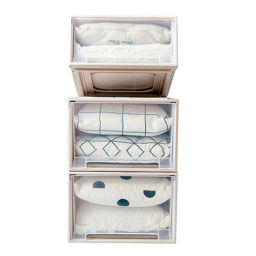 Wiayunuo Clothes Storage Box Drawer Storage Box Wardrobe Clothes Organizing Box Clothing Storage Box Household Plastic Depth 45* Width 44* Height 36CM Transparent Style Three Pack