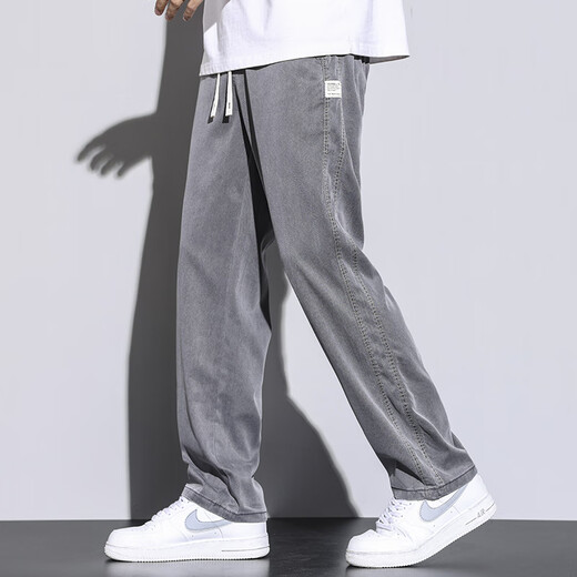 
Foss Phil jeans men's 2025 autumn new Tennis loose large size trendy brand thin casual wide-leg straight trousers men DJ-1048 black 2XL