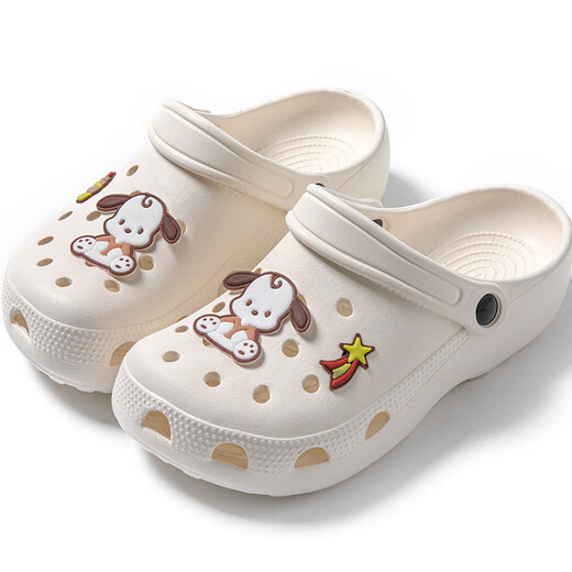 She enjoys Crocs Women's Beach Shoes Sandals and Slippers for Outerwear TE552 White Khaki-Upgraded Version 38/39