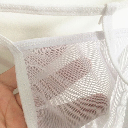 Men's underwear, large elastic waistband, transparent mesh thong, sexy T-pants briefs, one size 17, red