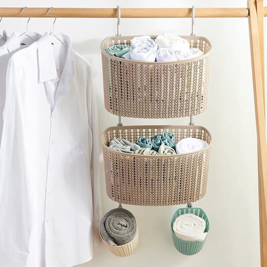 Yushe dirty socks storage hanging basket bathroom clothes artifact dirty socks clip storage basket wall-mounted balcony sundry small size off-white