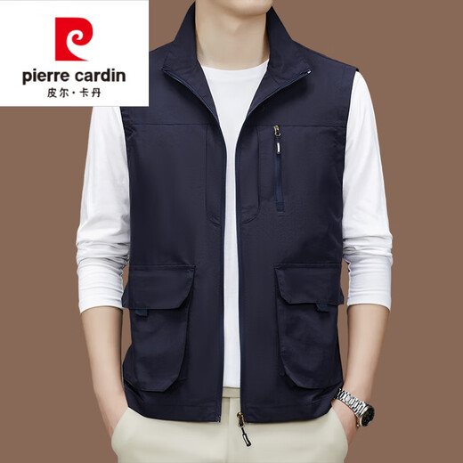 Gilet de gilet haut de gamme Pierre Cardin, veste à col debout pour le printemps, l'été et l'automne pour hommes, le travail de travail de travail décontracté en plein air est noire [686] Style à fermeture éclair L [120-135Jin [Jin est égal à 0,5 kg]]]