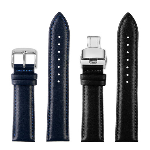 Beautiful My Lai suitable for Casio edifice Heart of the Ocean EFR-539L-7C/1A racing leather watch strap accessories for men, cowhide model, blue original thread, silver pin buckle, 23mm strap width