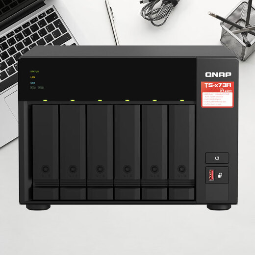 QNAP 企业级TS-673A 8G内存四核心2.2GHz双2.5GbE网络存储NAS TS-673A-8G