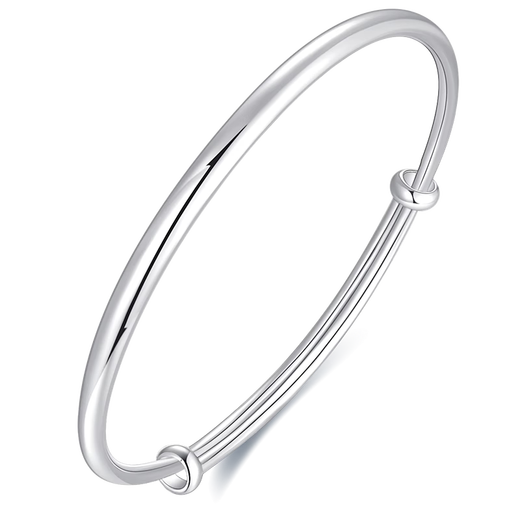 Shengshi Qiyuan platinum bracelet solid pt999 platinum bracelet 999 platinum bracelet new plain ring glossy push-pull bracelet pt999 pt999 solid model weight 50-51 grams live ring adjustable