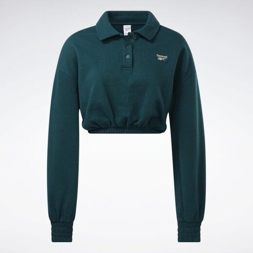 Reebok锐步官方女子COVERUP经典休闲修身短款露脐POLO领套头卫衣 HH9738 S