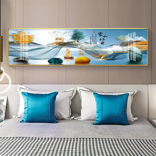 Mo Malerei Lulin Moderne einfache Schlafzimmer Dekoration Gemälde warm romantische Nachts Malerei Hotel Hotel B & B Zimmer Hängende Malmale Hintergrund Wandmalerei 03 Shilai Run 12146 200*60 schwarzer Rahmen (Diamant Inlay -Malerei) individuelle Größe
