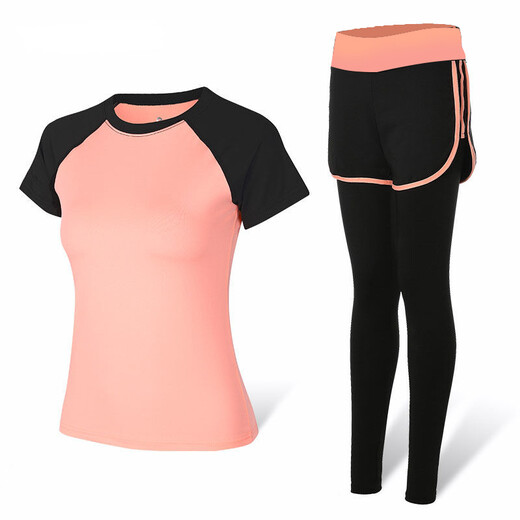 Hui'ang Sports Costume des costumes de yoga féminins Running Sports Cost Fitness Costumes T-shirt Dry T-shirt Long Pantalon Black Orange L
