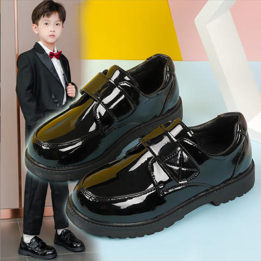 Xin Yueqing children's shoes boys' single leather shoes spring and autumn new British style black soft sole performance shoes for middle-aged and older children and primary school students A-315 upgraded version black 37 inner length 23 cm
