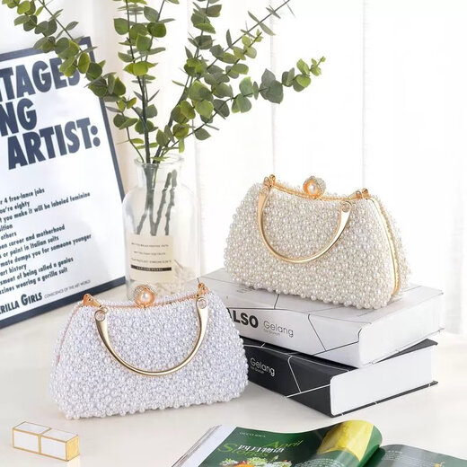 Cool Kangaroo KQ celebrity dinner small bag pearl clutch women's handbags with cheongsam banquet handbag evening dress handbag handbag beige