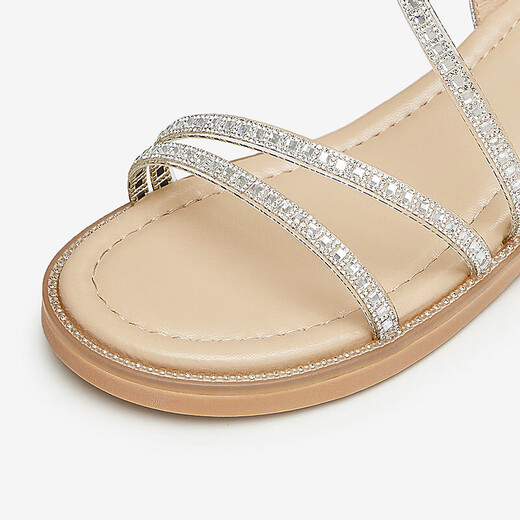 
Heshe (TATA) beautiful wedge sandals for women wearing one-strip fashion sandals for summer 7UA03BL4 Silver 39