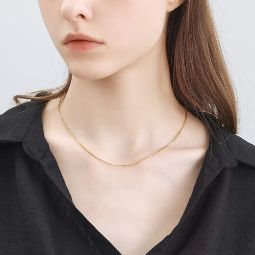 Chow Sang Sang (CHOW SANG SANG) k gold necklace 18k yellow and white gold necklace versatile plain chain for women 10346N 40 cm