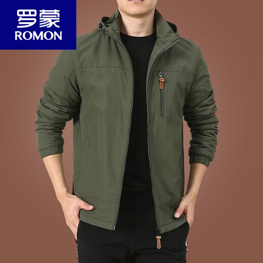 Romon (Romon) Jacke Jacke Herren Frühling und Herbst Herren Outdoor Amerikaner wasserdichte Windbreaker Herbst -Sportjacke Black 9898 Style Plus Velvet 3xl