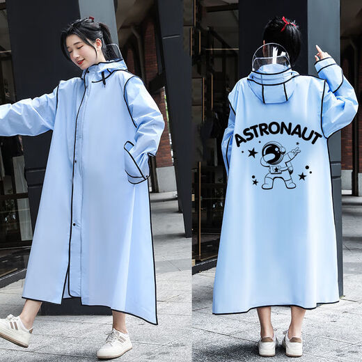 Pick up cat raincoat long full body single men's and women's new cycling rainproof electric battery bicycle rain blue gloves cycling hiking backpack double brim 2L height 170185 cm