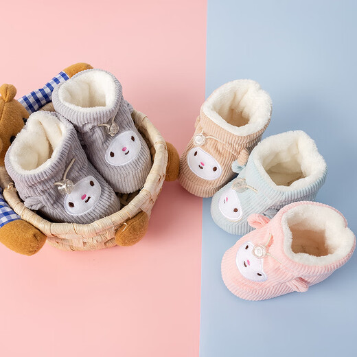 Baby foot protection covers Baby foot covers Children's socks Newborn cotton socks 0-6-December winter thickened warm shoes and socks Khaki 0-1 years old, foot length 8-12cm