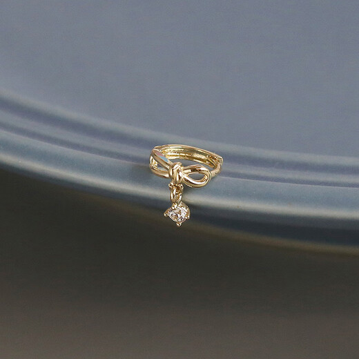 Nanzhi White Small C Korean Gold Jewelry 10K Gold Earrings Earrings Sweet Bow Pendant K Gold Earbone Earrings Earrings Left Earband 1 piece