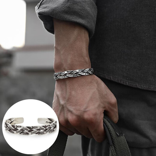 Dusk geometric S925 silver irregular water drop bracelet women's retro fashion temperament Korean style bracelet simple hip-hop decoration trend SL3884