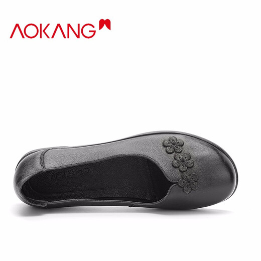 Aokang women's shoes spring new non-slip comfortable single shoes shopping mall same style black 1212321129 35