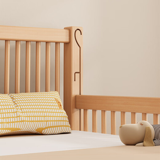 
Qiuying liftable beech wood splicing bed solid wood children's bed crib widened splicing large bed children's bed side splicing bed three-side side lift 5cm mattress + 7A antibacterial pure cotton bed circumference can lift length 200 wide 80 high 35 [60 guardrail]