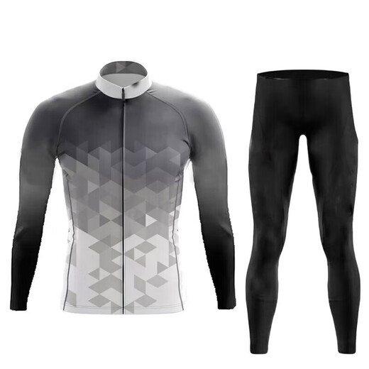 Qingbilin Cycling Suit Fleece Long Sleeve Cycling Suit Winter Long Sleeve Road Cycling Warm Top Jacket F3 Pure Black Plus Velvet丨Set XL Size丨60-65kg