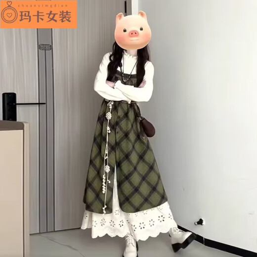 智兜兜秋冬连衣裙子女装冬季新款韩版温柔风穿搭女套装日系减龄甜美气质 9896马甲上衣+裙子 S