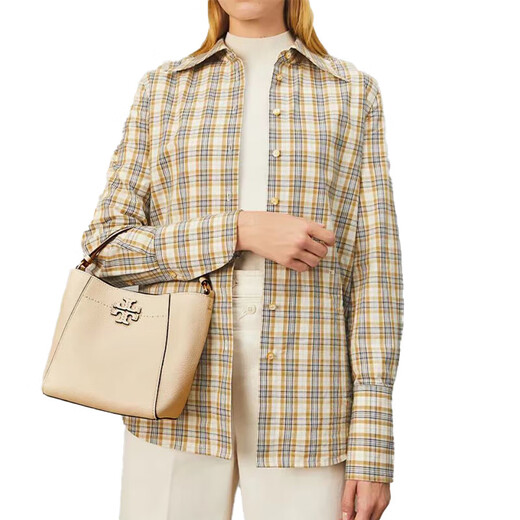 托里.伯奇（TORY BURCH）汤丽柏琦TB女包 LOGO徽标水桶包单肩斜挎手提包 白色74956-724
