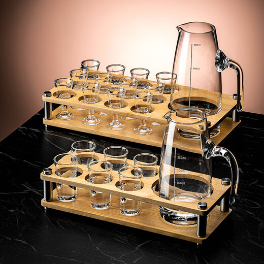Divisor de vinos de vino blanco de estilo chino de Yonghuan Juego de casas de vinos pequeños Copa de vinos pequeños Comerciales de hotel 2 doce con escala 6 tazas 6 macetas 1 Divisor de vino manual + 11150 ml