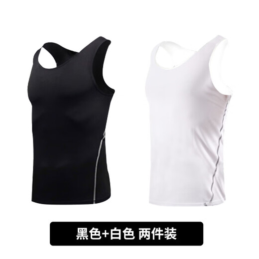 范迪慕运动跑步背心男紧身透气综合训练健身篮球服无袖T恤上衣 两件装