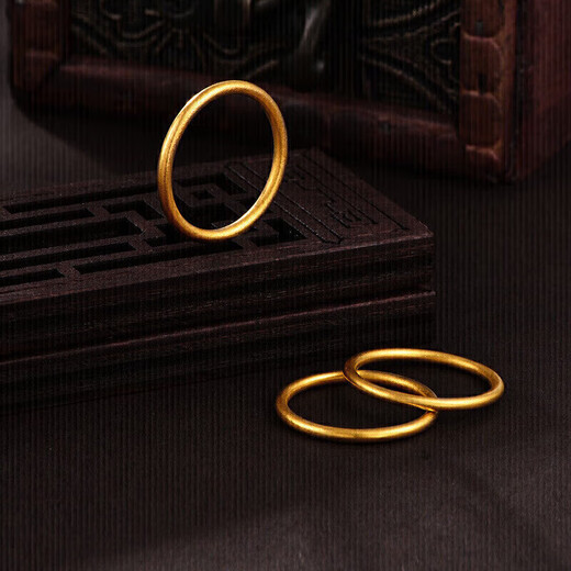 Safir gold ring women's ancient pure gold 999.9 Sansheng Sanshi plain ring 13# about 1.35 grams