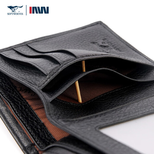 Sieben Wölfe echte Kuhläden mit kurzer Brieftasche Top-Layer Cowide Wallet Clip Multifunktional Multi-Card-Ticket-Clip-Geschenkbox Heiße Stempel Marke