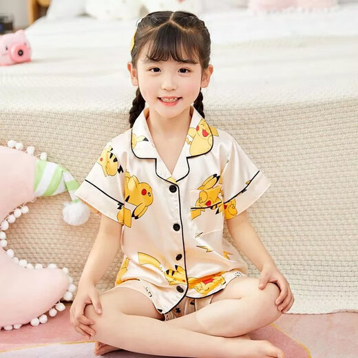 迪士尼（Disney）夏季短袖儿童睡衣冰丝薄款夏天男童真丝小女孩宝宝卡通家居服套装 679女童 170 10码建议身高105-115cm