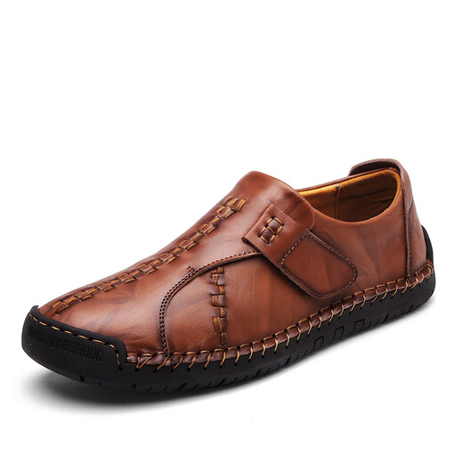 Western Region Kamelgröße Marke 2023 Herren Lederschuhe Herren Herbst Neue echte Lederbohnenschuhe Großgröße 9912 Rotbraun 39